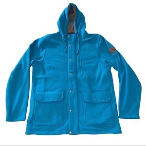 The North Face Blue Teal Snap Zipper Hooded Fleece Lined Jacket Size M